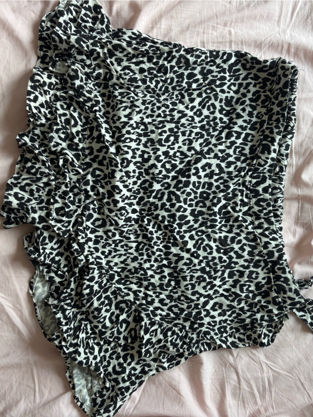 Japna Black & White Leopard Ruffle Hem Skort